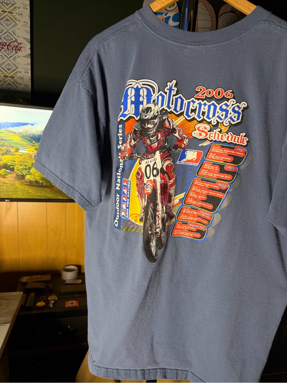 Motocross Vintage 2006 Schedule Outdoor National Series Graphic Tee - Steel Blue